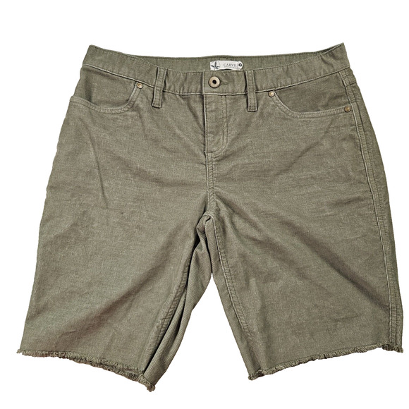 Carve Designs Oahu 10” Shorts Size 4 Cut Off OIive Stretch Corduroy Bermuda Raw - Picture 4 of 10